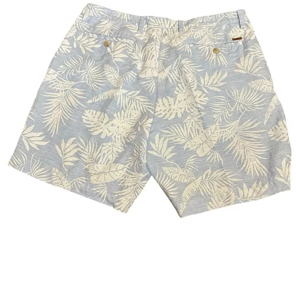 Men's Chaps Shorts, Blue/White 100% Linen Tropical Hawaiian Size 38, - Picture 2 of 2